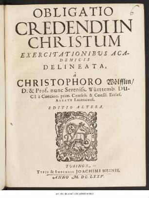 Obligatio Credendi In Christum