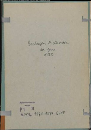 Kirchenbuchduplikat der evangelischen Gemeinde Eisbergen, Kreis Minden (GHT 1871-1874) (Gemeinde: Evangelische Gemeinde Eisbergen)