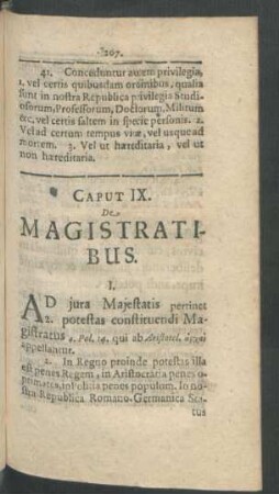 Caput. IX. De Magistratibus