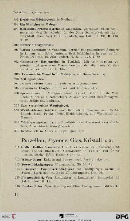 Porzellan, Fayence, Glas, Kristall u.a. (Nr. 311-408a)