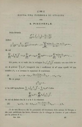 Sopra una formola di analisi.