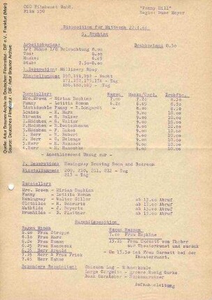 Tagesdisposition für den 22.04.1964