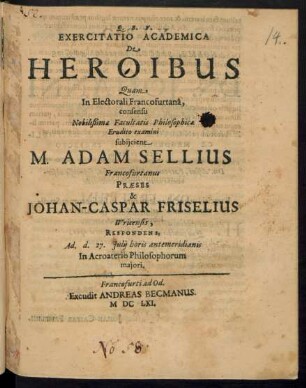 Exercitatio Academica De Heroibus