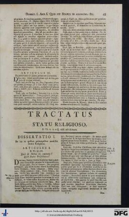 Tractatus De Statu Religioso.