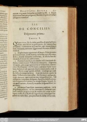 XXX. De Conciliis Disputatio prima: