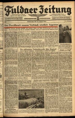 Ausgabe vom Donnerstag, den 24. August 1944.
