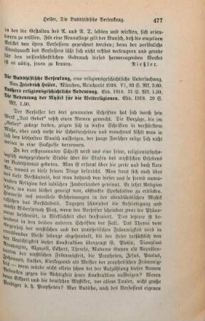 477-479 [Rezension] Heiler, Friedrich, Die buddhistische Versenkung