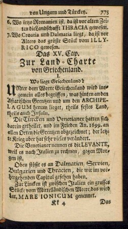 Das XV. Cap. zur Land-Charte von Griechenland