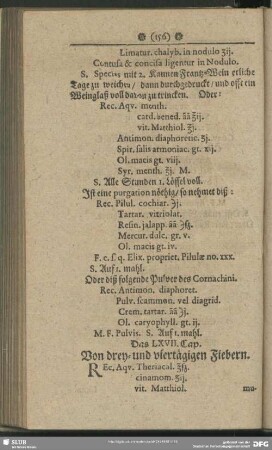 Das LXVII. Cap. Von drey- und viertägigen Fiebern