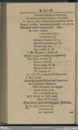 Das LXVII. Cap. Von drey- und viertägigen Fiebern