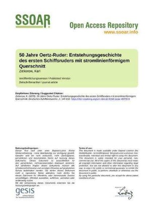 50 Jahre Oertz-Ruder: Entstehungsgeschichte des ersten Schiffsruders mit stromlinienförmigem Querschnitt