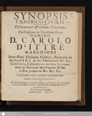 Synopsis Canonico-Civilis Complectens Testamentum & ultimas Voluntates ...