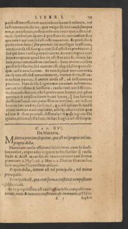 Cap. XVI. De Materia.