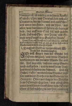I. Ein Lob Gottes/ wegen seiner Allmacht und Barmherzigkeit.