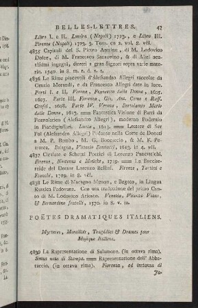 47-68, Poetes Dramatiques Italiens