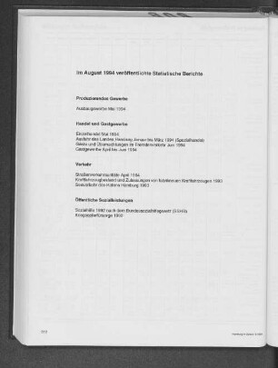 Im August 1994 veröffentlichte Statistische Berichte