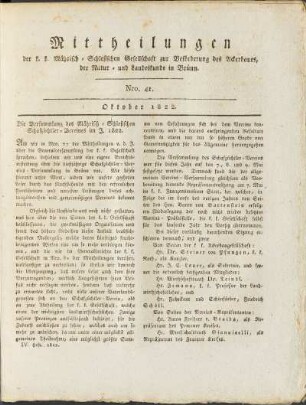 Mittheilungen. Nro. 41. Oktober 1822.