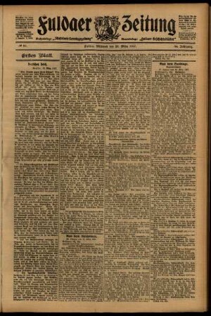 Erste Ausgabe vom Mittwoch, den 20. März 1907.