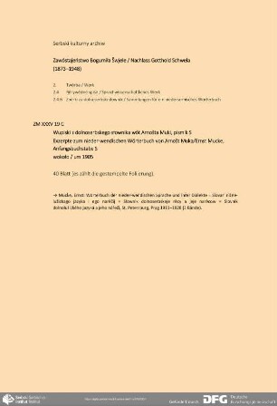 Exzerpte zum nieder-wendischen Wörterbuch von Arnošt Muka/Ernst Mucke