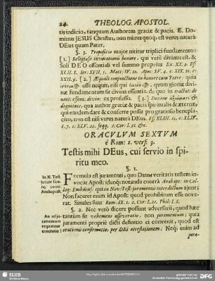 Oraculum Sextum e Rom: 1. vers: 9. Testis mihi Deus, cui servio in spiritu meo