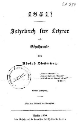 1: Jahrbuch für Lehrer und Schulfreunde - 1.1851