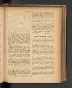 Chronique de l'armée.