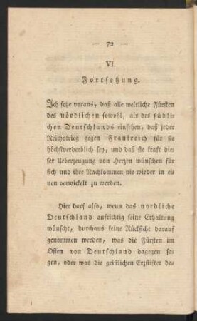 VI. Fortsetzung