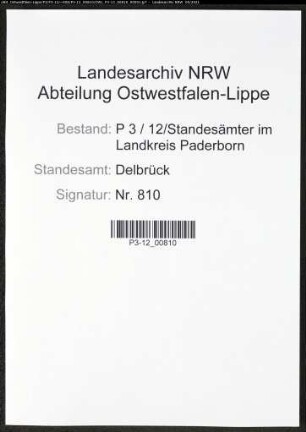 Heiratsregister Standesamt Delbrück