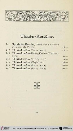 Theater-Kostüme (Nr. 741-747)