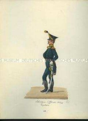 Uniformdarstellung, Schützen-Offizier, Sachsen, 1822/1831.