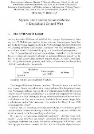 Sprach- und Kommunikationsprobleme in Deutschland Ost und West