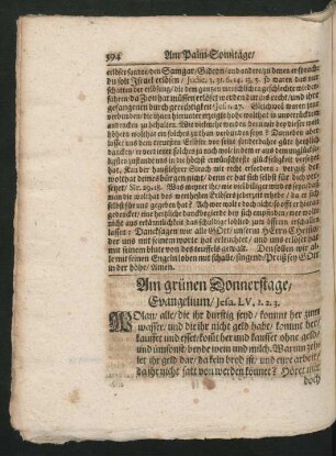 Am grünen Donnerstage, Evangelium / Jesa. LV, 1.2.3