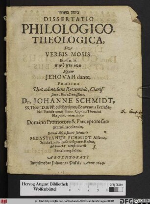 Dissertatio Philologico-Theologica, De Verbis Mosis Exod. 12.11. [...]