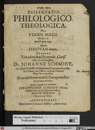 Dissertatio Philologico-Theologica, De Verbis Mosis Exod. 12.11. [...]