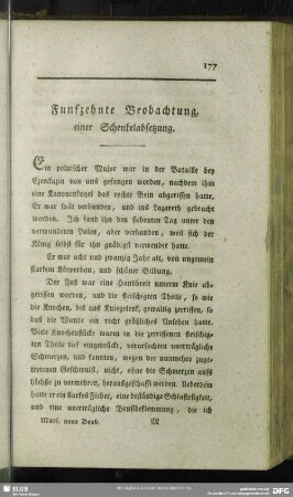 Funfzehnte Beobachtung, einer Schenkelabsetzung