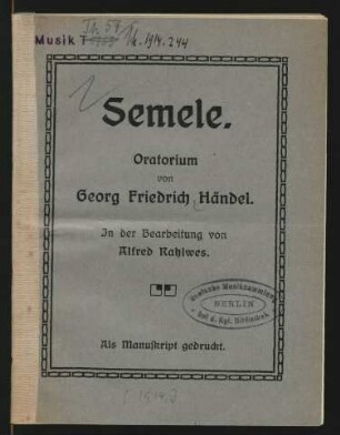 Semele : Oratorium