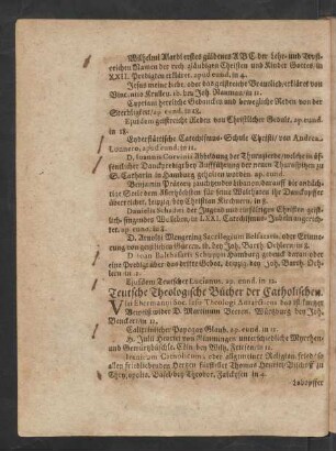 Teutsche Theologische Bücher der Catholischen.