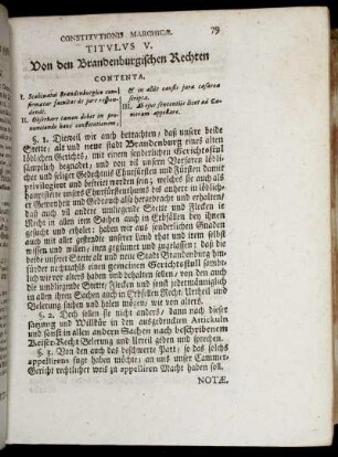Titulus V. Von den Brandenburgischen Rechten