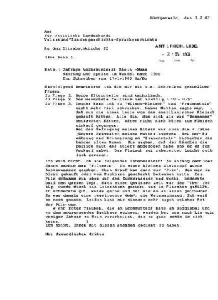 Beantwortung von Rückfragen