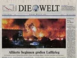 Fragment der Tageszeitung "Die Welt" zur Bombardierung von Bagdad