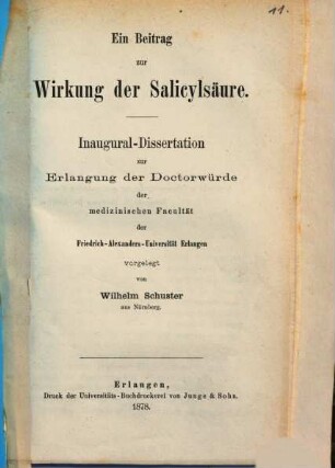Ein Beitrag zur Wirkung der Salicylsäure