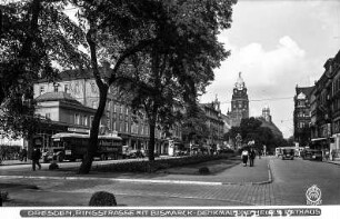 Dresden-Altstadt. Ringstraße (Dr.-Külz-Ring). Blick nach Ostnordost zum Neuen Rathaus