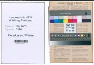 Entnazifizierung Wilhelm Riemekasten , geb. 04.04.1888 (Schuhmacher)