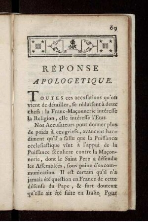 Réponse apologetique