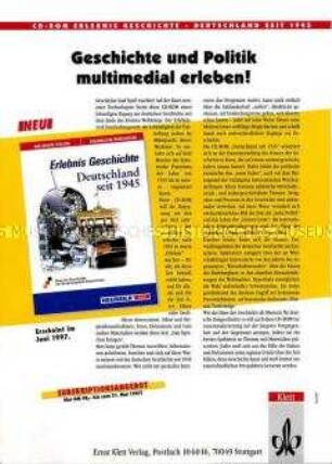 Werbeblatt von der CeBIT'97 für eine CD-Rom zur deutschen Geschichte nach 1945