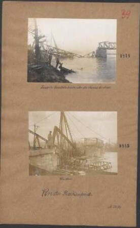 Zerstörte Eisenbahnbrücke über die Nisava bei Nesch