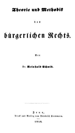 Theorie und Methodik des bürgerlichen Rechts