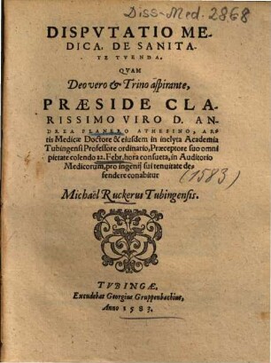 Dispvtatio Medica, De Sanitate Tvenda