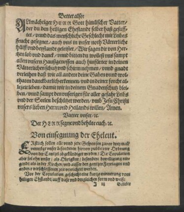 Von einsegnung der Eheleut