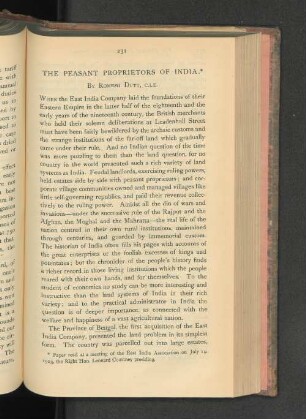 The Peasant Proprietors of India.